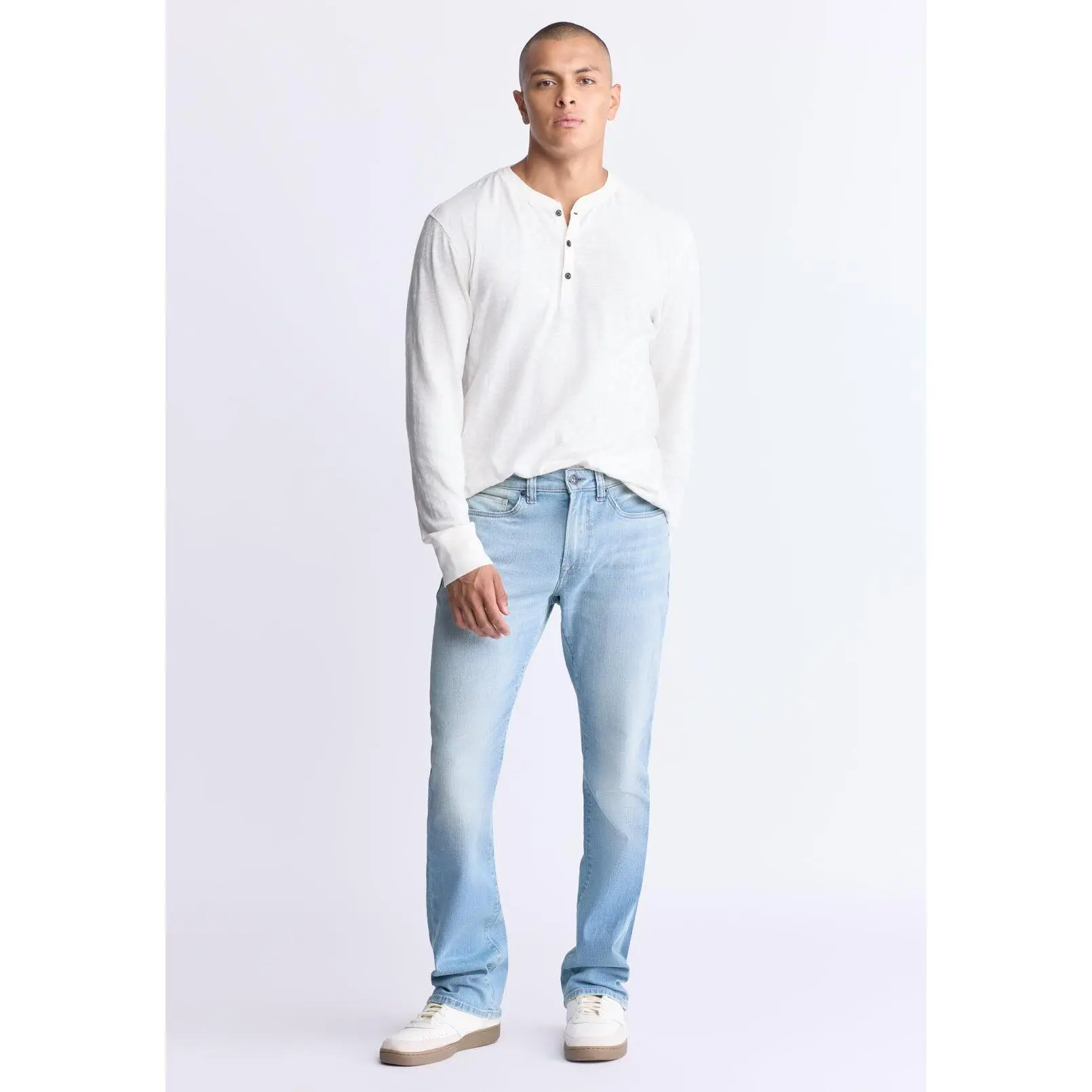 Kandid Men's Long Sleeve Henley, Milk - BM24522