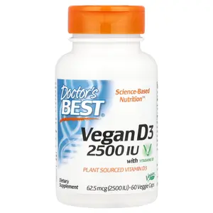 Doctor's Best Vegan D3 with Vitashine D3, 62.5 mcg (2,500 IU), 60 Veggie Caps