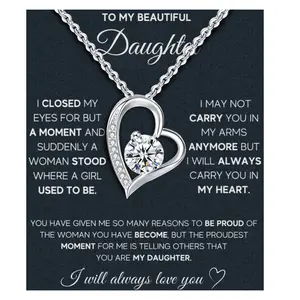 Daughter Gifts From Dad To My Daughter Necklace Pendant Birthday Christmas Graduation Gifts For Daughter Message Card＆LED Gift Box