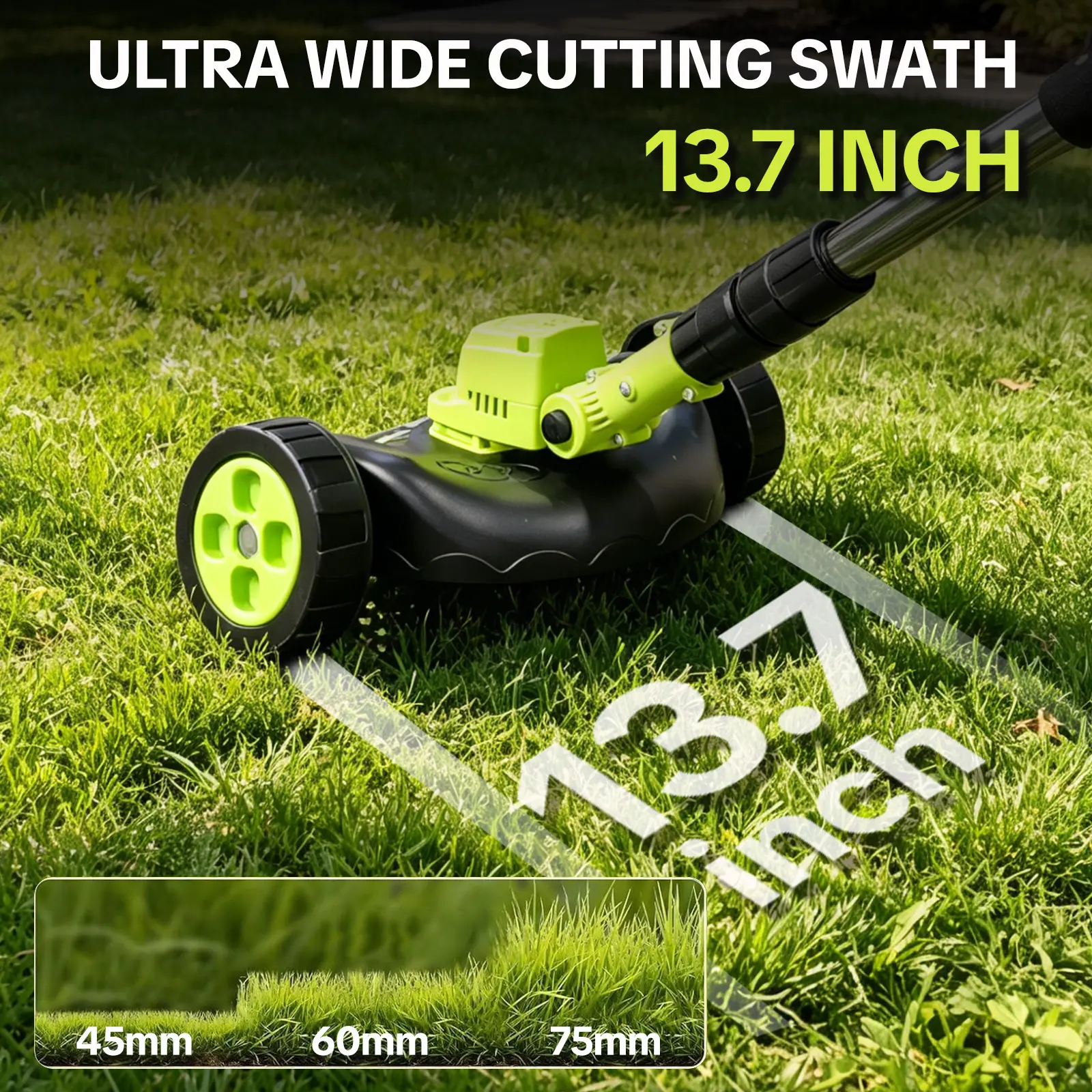 SEESE Cordless Lawn Mower, Garden Tool (Mower, Trimmer, Edger) with 2×21V Batteries, Lightweight for Small to Medium Backyards