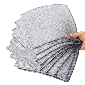 12Pcs 3-Layer Metal Cleaning Rag Odorless No Scratch Wire Cloth for Kitchen Dishes Sinks Stove Top