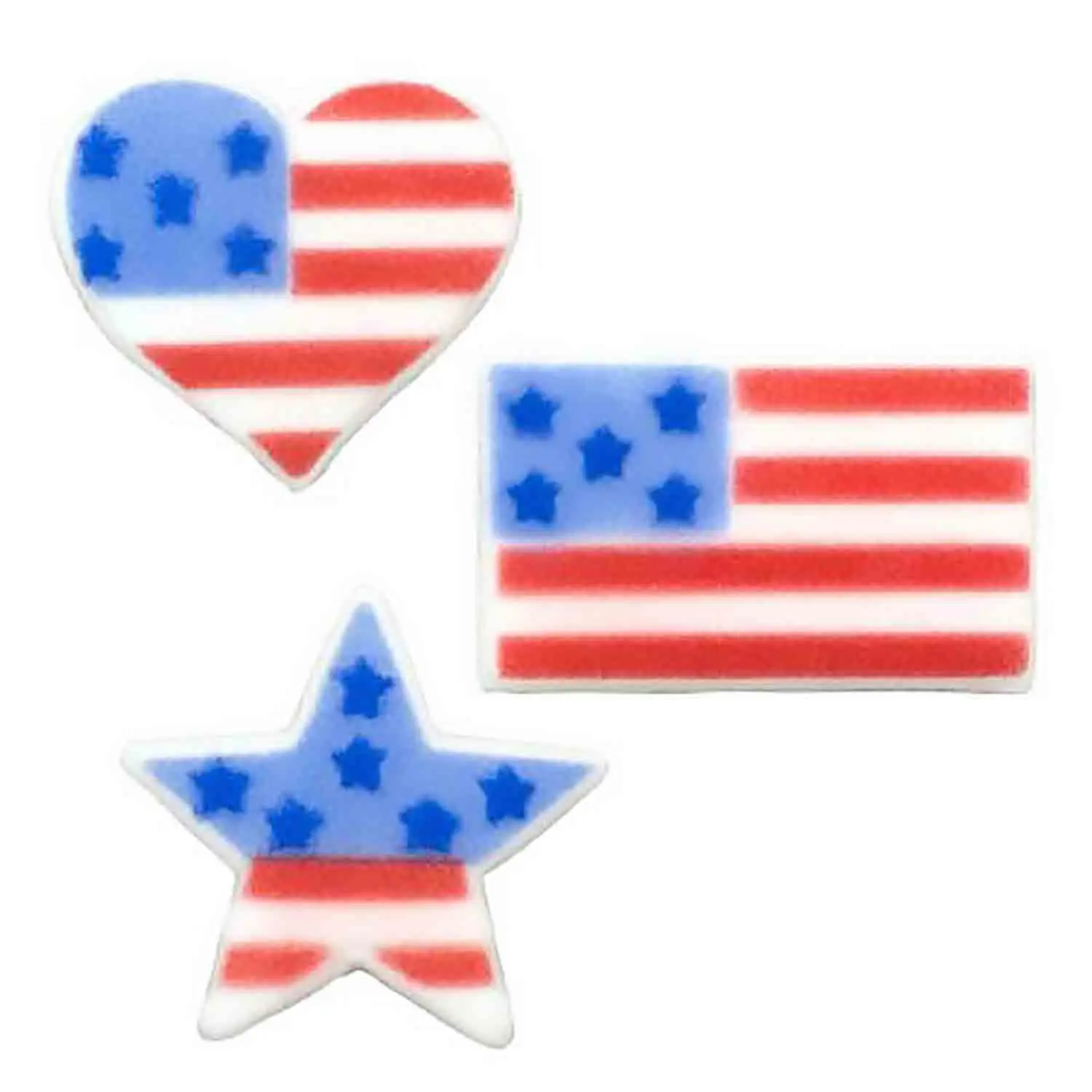 American Flag Shapes July 4 Cupcake Icing Toppers 1.5in 6-Count