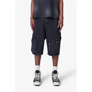 mnml Baggy Zipper Denim Shorts - Black