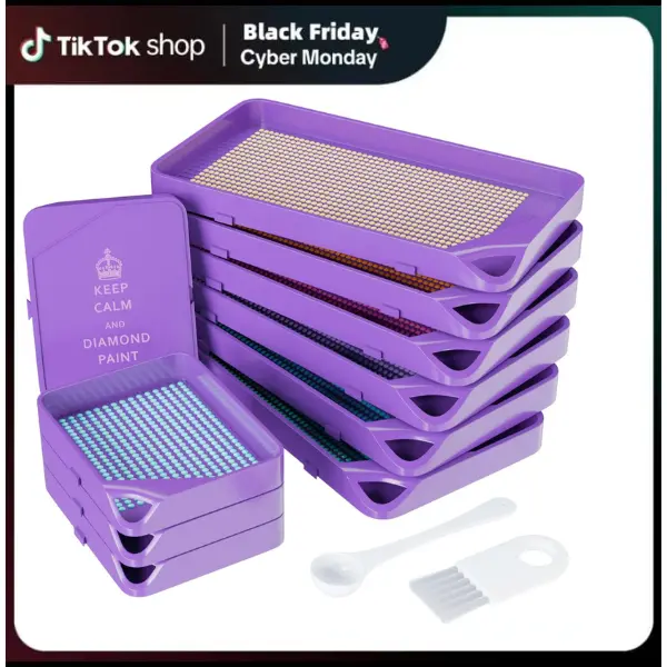 [BLACK FRIDAY DEAL] 10-Piece Interlocking Diamond Art Trays Kits for Adults, Stackable Diamond Painting Accessories and Tools