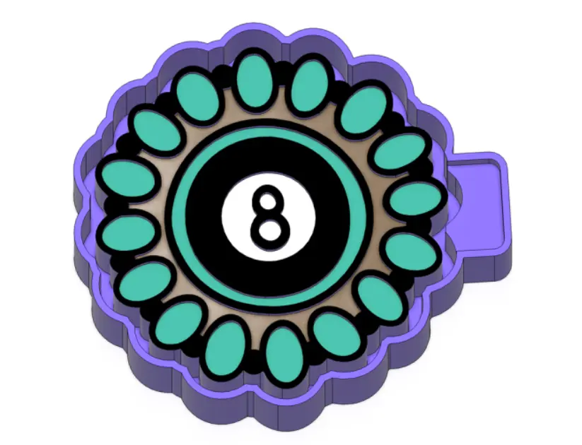 Turquoise 8 Ball Freshie Mold and 3D Printed Mold Housing Option