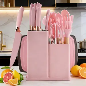 Knife Set, XBJ 19-piece Kitchen Knife Set, Chef's Choice, Sharp Knife Set, with Universal Knife Holder, Rust-Proof Kitchen Knife Set, Ergonomic Design (Black)