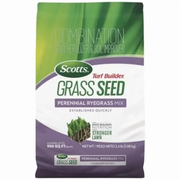 Turf Builder Perennial Ryegrass Mix Grass Seed, 2.4 lbs, Ideal for Erosion Control & High Traffic Areas