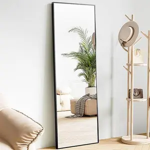 59"x16" Arched FFull Length Mirror - Standing or Leaning Full Body Mirror with Aluminum Alloy Thin Frame, Suitable for Bedroom or Cloakroom,Black  Wall Mirror Full Length Mirror,Standing Mirror Full Body,Large Floor Mirror for Wall Door Bedroom Bathroom L
