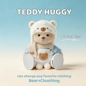 TEDDY HUGGY - For 12-Inch Plush Bears | 12-inch White Bear with Workwear Five-piece Set