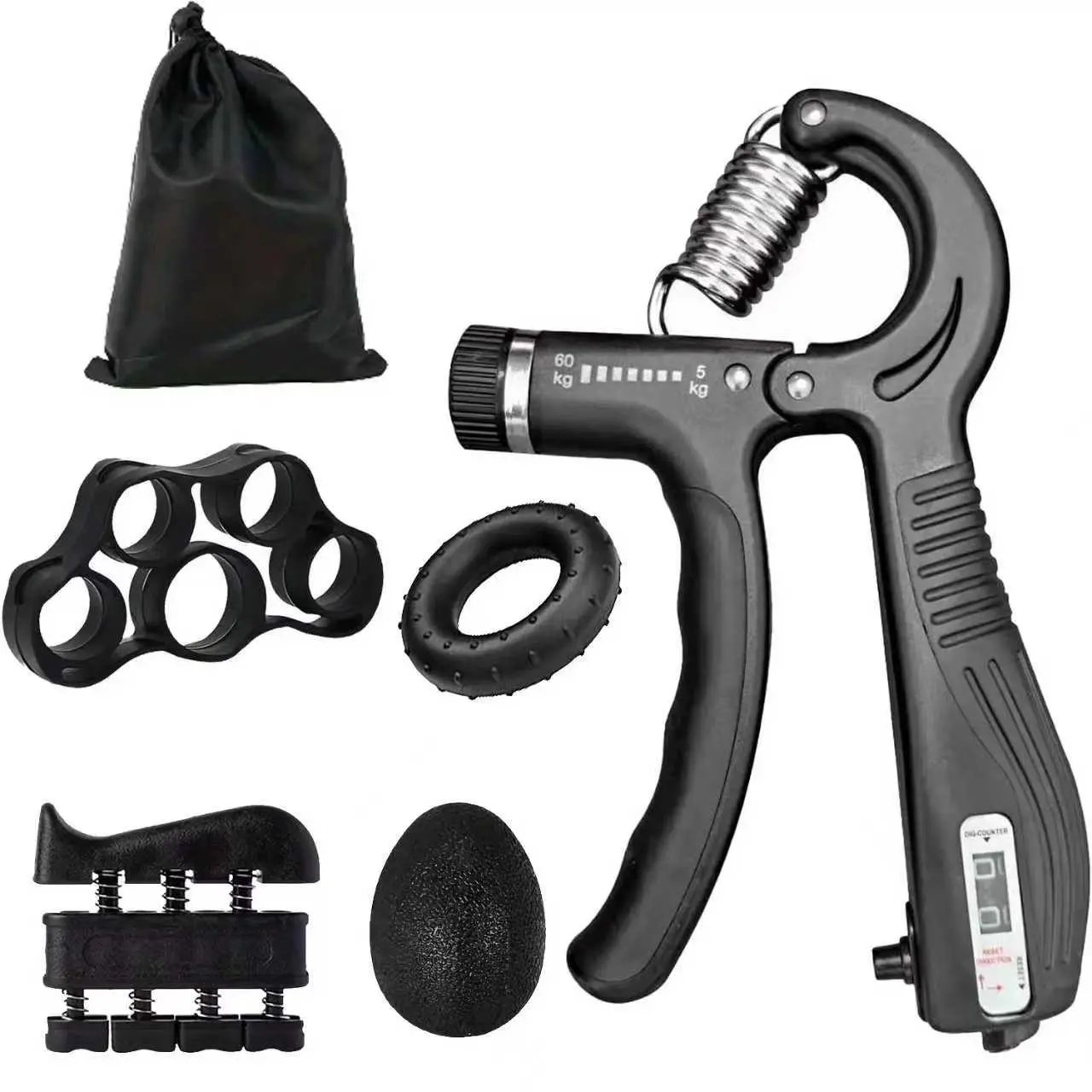 Adjustable Hand Grip Exerciser Strengthener Set – Forearm & Finger Strength Trainer, Adjustable Gripper, Hand Rehabilitation Fitness Kit with Counter, Essential Portable Gear for Home Workouts, Handgrip