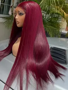 Burgundy Lace Front Wigs  Straight 13x4 HD Transparent Lace Frontal Body Wave Colored Lace Front  Wigs Glueless HD Wigs for Women natural look Versatile Usage