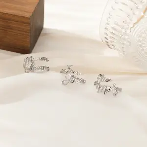 AS058 Stainless Steel English Name Ring Couple Double Name Ring