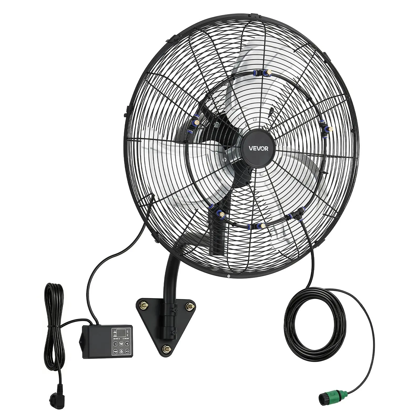 【summerfinds】VEVOR 20-in Wall Mount Cooling Fan, 2 Mounting Options, Oscillating Mist Function, Remote Control, IP44 Rating, 3 Speeds, 18h Timer, Temperature Control, 32.8 Ft Range, Ideal for Garage, Greenhouses