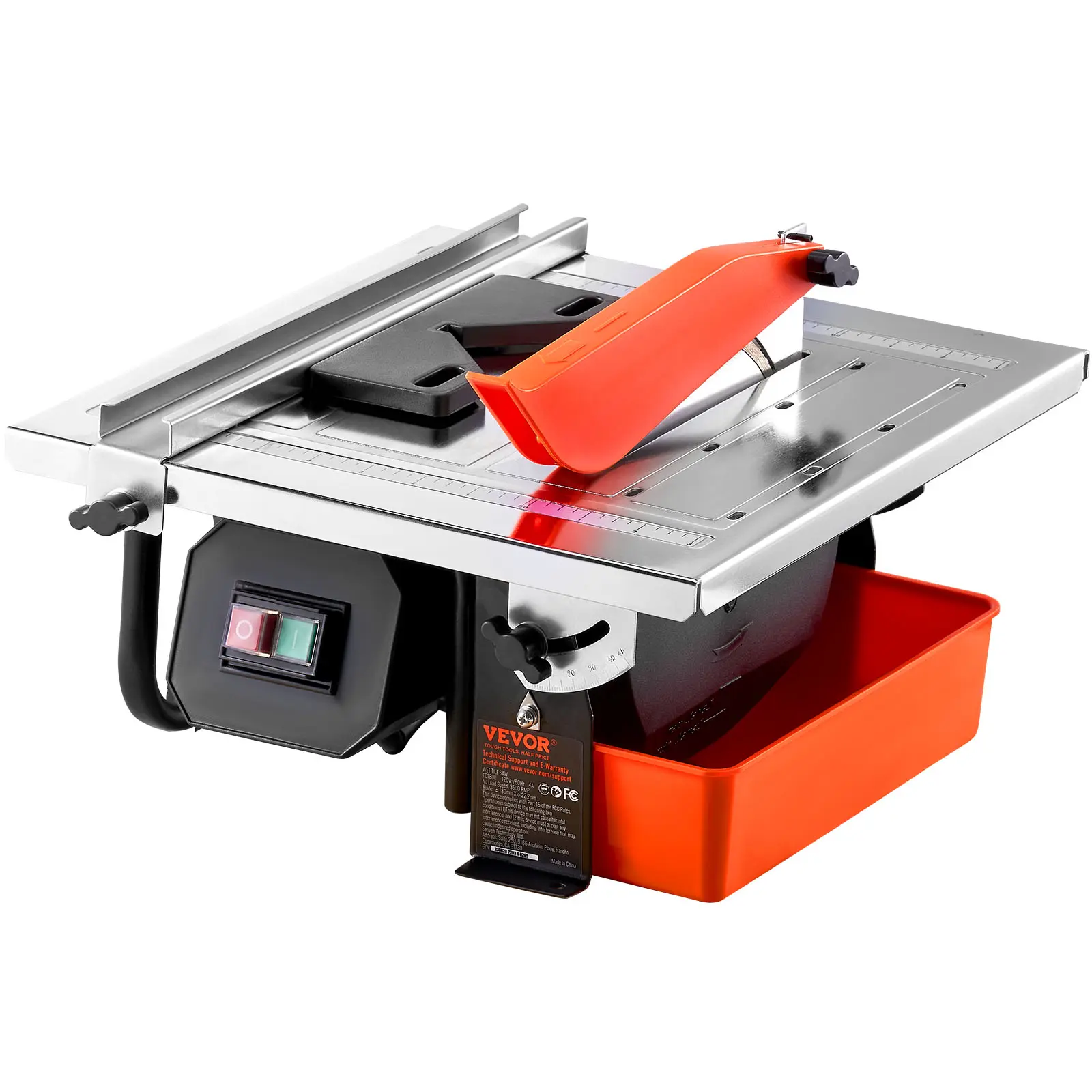 【summerfinds】VEVOR Wet Tile Saw, 7-inch 65Mn Steel Blade, 3500 RPM Induction Motor, Tile Cutter Wet Saw with Water Reservoir, 0-45 Degrees Miter Angle for Cutting Tiles and Stones, for DIY Enthusiasts