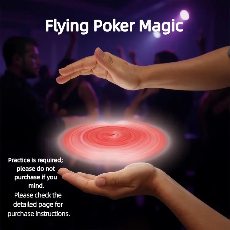 Flying Poker Magic Illusion Toy - Magic Tricks Kit, Real Floating & Spinning Cards Prop, Beginner-Friendly for Parties, Stage Shows, Halloween, Birthday & Holiday Gifts