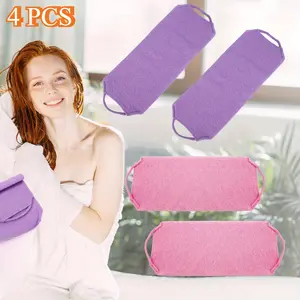4 Pcs Exfoliating Back Scrubber with Handles Elastic Pull Strap Exfoliating Towel Stretchable Pull Strap Beauty & Personal Care