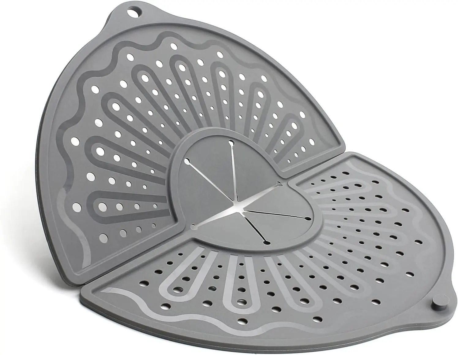 Gray Silicone Splatter Screen For 10, 11 and 12 Inch Frying Pan, Foldable Splash Guard, Multi-Use Grease Splatter Guard/Trivet Mat, 12" Non-Stick Oil Splatter Guard, Dishwasher Safe, BPA Free