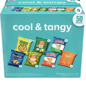 Cool & Tangy Variety Pack Chips 50 pk. - Funyuns, Lay's, Ruffles, Doritos, Sun Chips, 50 Individual Bags, 4.5 oz. Each