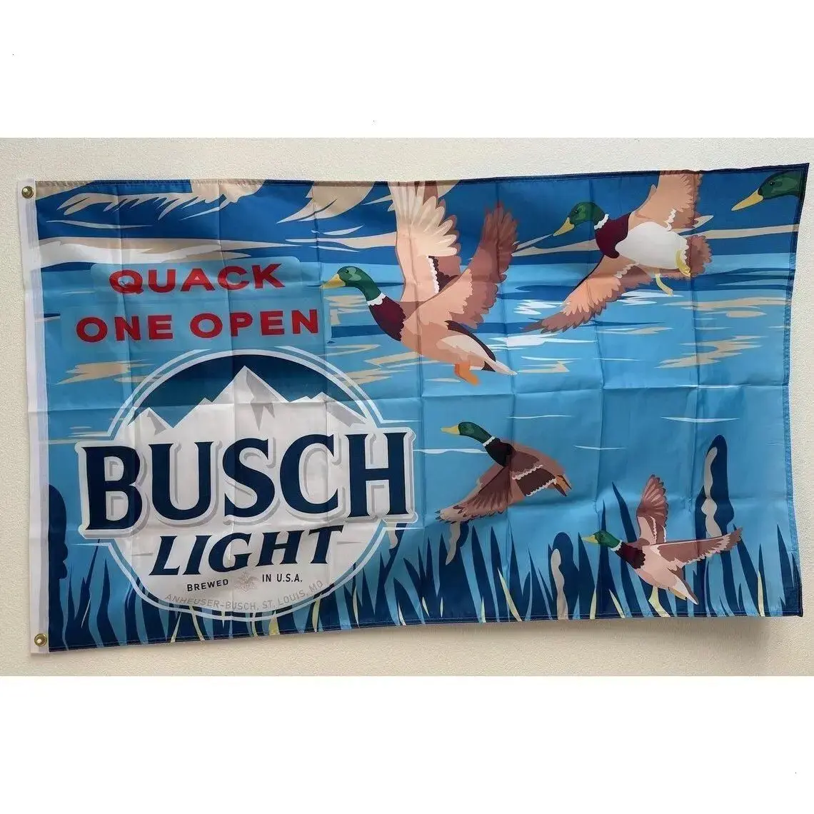 Budweiser Pale Beer 3x5 ft Synthetic Polyester Large Flag - Single/Double Sided, Metal Eyelets, Lightweight, Vibrant Print, Party Decorative Wall Hanging Sports Collectible Banner, Hand Wash Safe
