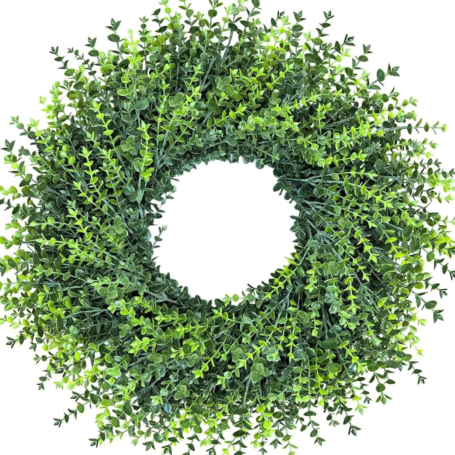 Artificial Boxwood Wreath for Front Door - Faux Small Leaf Boxwood Plant, Spring Summer Stay Fresh Greenery Wreath for Door Wall Window Party Farmhouse Outdoor Decor