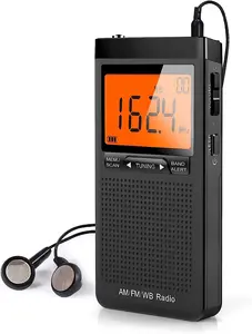 AM/FM NOAA Portable Weather Alert Radio with Best Reception, LCD Display, Earphone Jack & Digital Clock, Battery Operated for Elderly Home Use & Gift for Parents