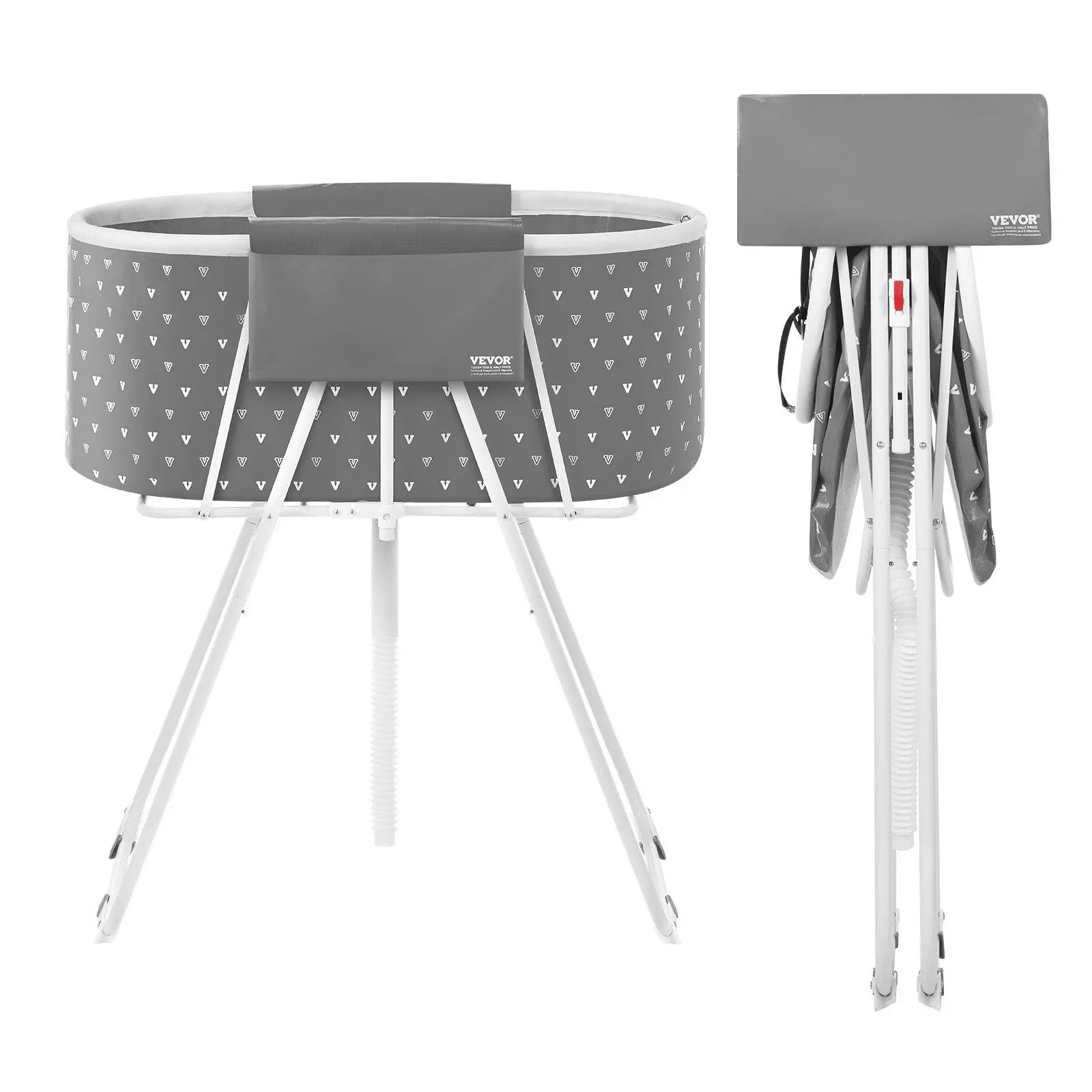 VEVOR Foldable Elevated Grey Metal Dog Bathtub - Carbon Steel Sturdy Portable Pet Bath Tub with Triangular Legs, Manual Clean Showering Station for Small-Medium Dogs & Cats, Outdoor Patio Gift, Bathtubs