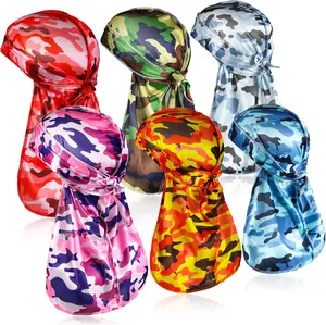 6 count Silky Durag with Long Tail and Wide Straps Colorful 360 Waves Doo Rags Durag Cap for Men and Women  Hop Rapper