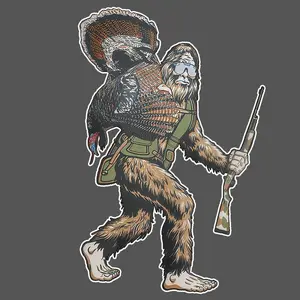 Bigfoot Turkey Packout Sticker, Funny Sasquatch Hunting Vinyl Decal, Turkey Hunter Gift, Waterproof Outdoor Car or Cooler Decoration, Laptop Water Bottle Decal