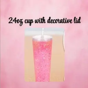 24 oz Acrylic SnowGlobe Cup with Decorated Lid