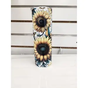 20oz Turquoise Sunflower Tumbler