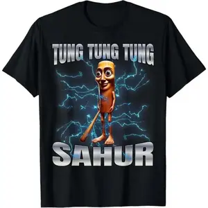TLXT 100% Cotton Unisex Tung Tung Tung Sahur T-Shirt women graphic shirts Eat Sleep Goon Repeat