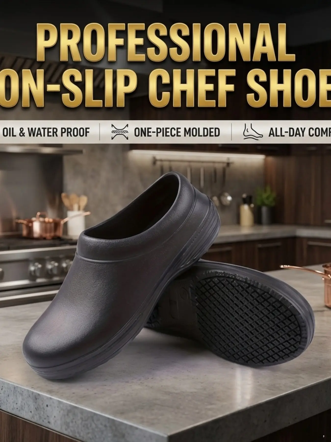 Unisex Heavy-Duty Sandals, Durable Waterproof Footwear, Shoes for Men & Women, Oil-Resistant Thick Sole, Ideal for Food Industry Use, Chef Clogs, Chef Footwear