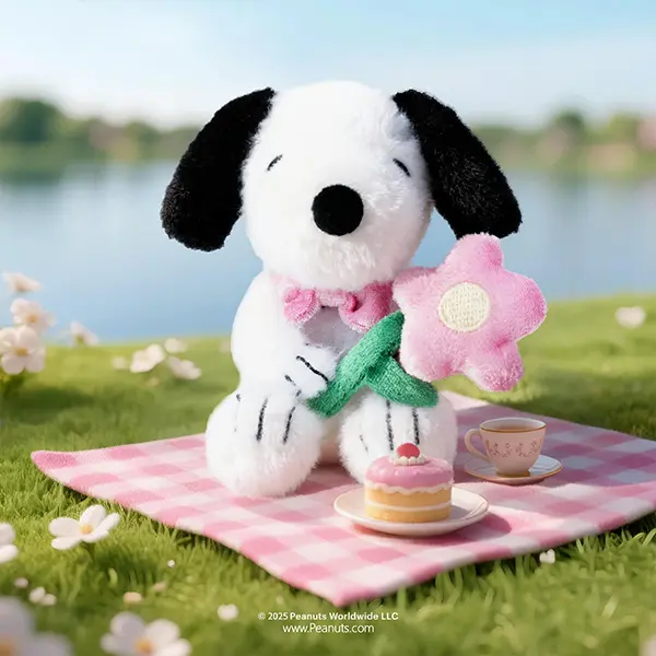 MINISO Cute Snoopy Flower Bouquet Plush Blind Box, Soft Fluffy Collectible Mystery Box, Random Peanuts Character Figurine Blind Box, Perfect Fan Gift, Lovely Desk Ornament & Kawaii Plush Collectible Toy