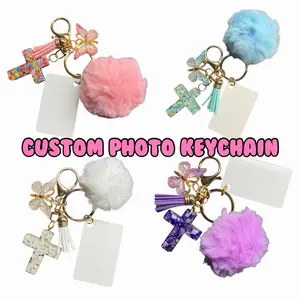 Custom Ball Charm Photo Keychain - Choose Your Option Two Sides Same or Two Different Photos
