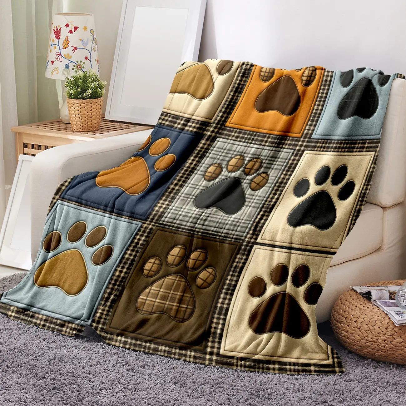 Soft Flannel Puppy Blanket - Multi-Size Changeable Pet Accessory, Perfect for Home/Camping Indoor/Outdoor Naps, Thoughtful Gift Idea