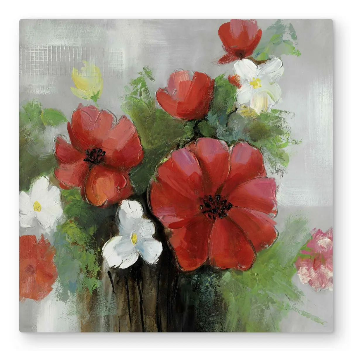 Begin Home Decor C1MP3232FM0AK8 32 x 32 in. Abstract Wild Flowers Bundle - Floral Metal Print Wall Art for Bedroom