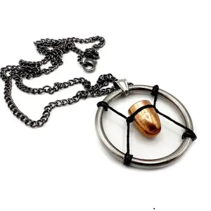Cyberpunk 2077 V's Bullet Necklace for Cosplay Copper Plated Amulet Stainless Steel Ring Black Nylon Thread Unique Design Elements