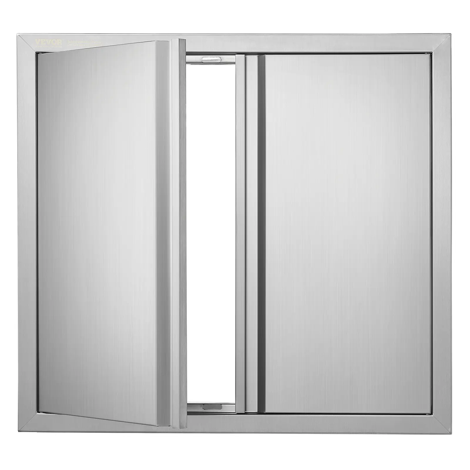【Summerfinds】VEVOR 26x24x2 In Stainless Steel Double Flush Mount Outdoor Kitchen Door - Modern, Adjustable, Vertical Wall Door with Recessed Handles, Fully Seamless Design, Magnetic Seal for BBQ Island, Grilling Station