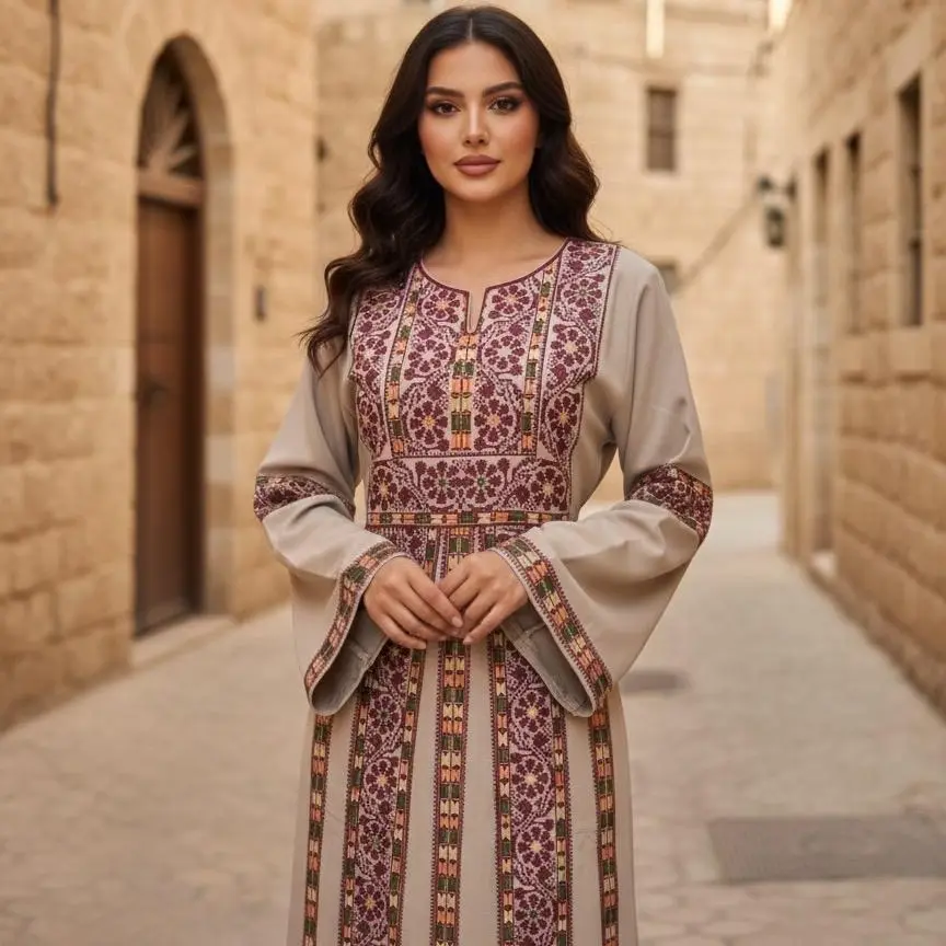 Desert Rose Tatreez Thobe Set (Thobe + Belt)