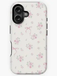 Coquette Floral Bow Pattern Phone Case - Durable, Impact-Resistant, Glossy Finish for iPhone 11, 12, 13, 14, 15, 16 - No Warranty, Waterproof