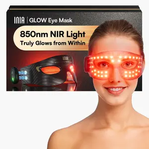 INIA GLOW Red Light Therapy Eye Mask with 96 High-Density LEDs & Cryotherapy Cooling, LED Eye Mask Skincare for Wrinkles, Dark Circles & Puffiness, FDA-Cleared, Portable and Rechargeable, 2-Year Warranty, Mother's Day Special Gift