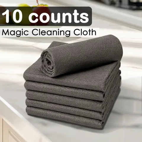 10-Count Reusable, Thick, Smooth, Soft Microfiber Cleaning Cloths - Water Absorbing Towels for Car/Glass Home Cleaning Supplies, Reusable Cleaning Cloths