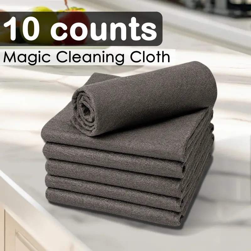 10-Count Reusable, Thick, Smooth, Soft Microfiber Cleaning Cloths - Water Absorbing Towels for Car/Glass Home Cleaning Supplies, Reusable Cleaning Cloths
