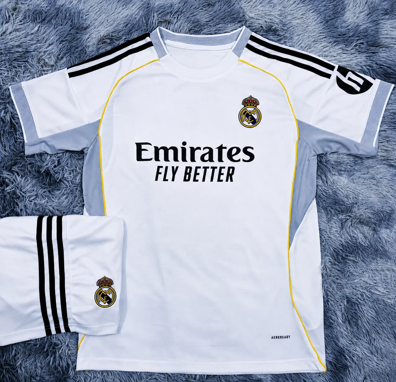 Men's Classic White and Grey Soccer Jersey & Shorts Two-Piece Activewear Kit