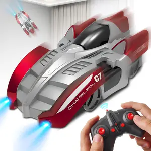 Hosim Wall Climbing Car Electric Remote Control Toy Racing with LED Lights High-Speed Hobby Vehicle RC Car Gifts for Kids Ages 3-9 Boys Girls Red