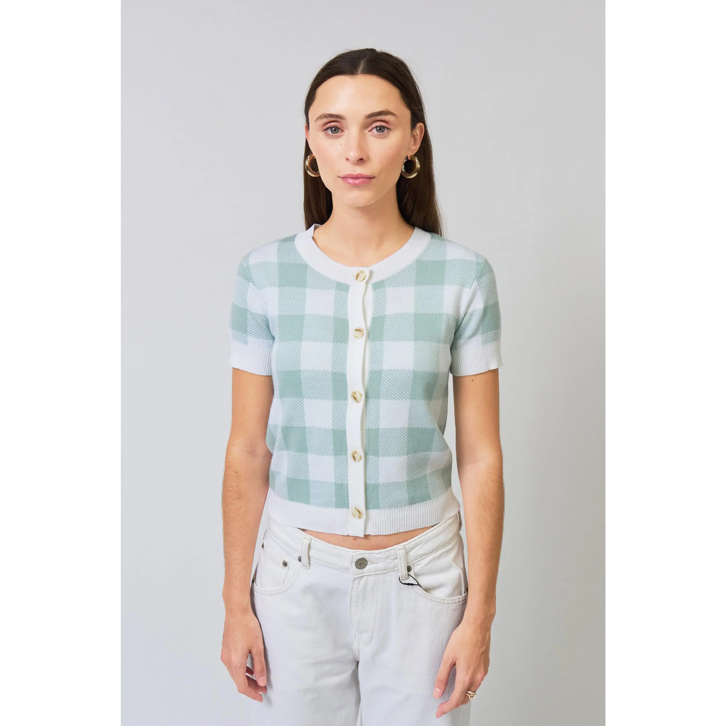 Laurel Gingham Jaquard Cardigan