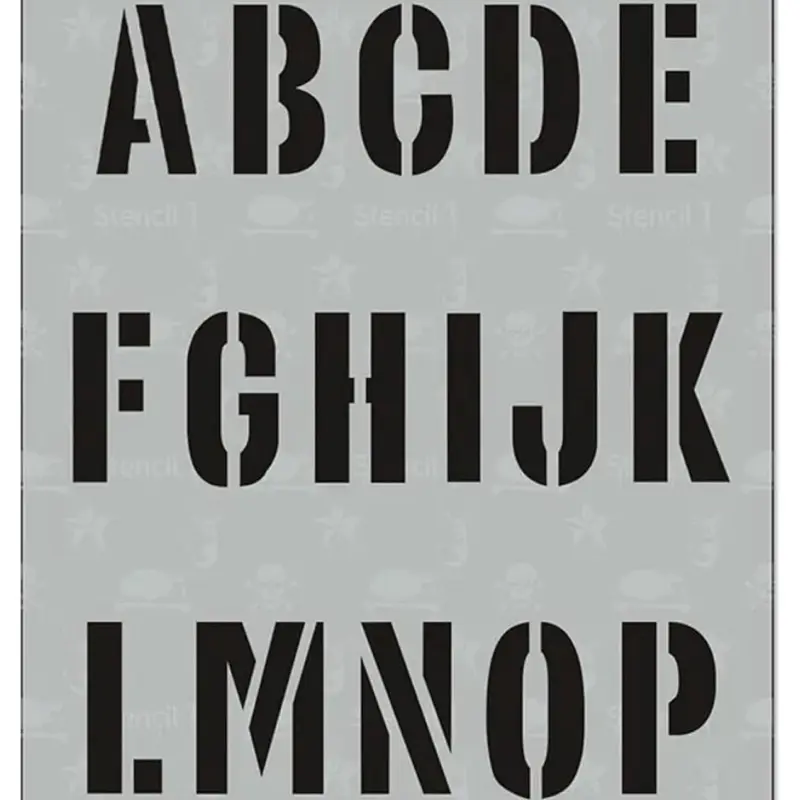 Stencil1 2" Letters Numbers Industrial Font Stencils - Reusable Mylar Template Industrial Font Stencil for Painting & Great for Lettering - Crafts and Decorations