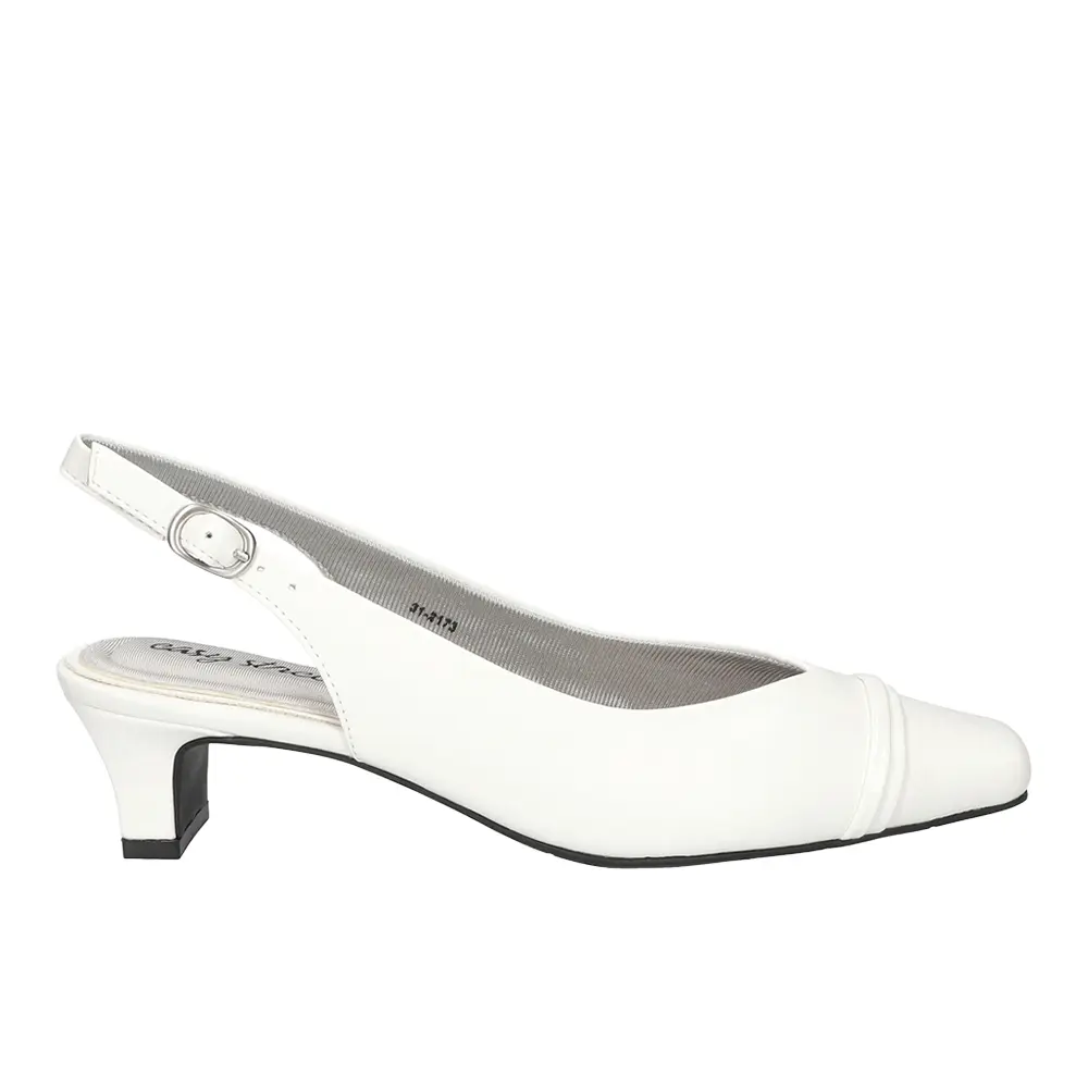Easy Street Womens Sayo Square Toe Slingback Pumps Dress Casual Low Heel 1-2" - White