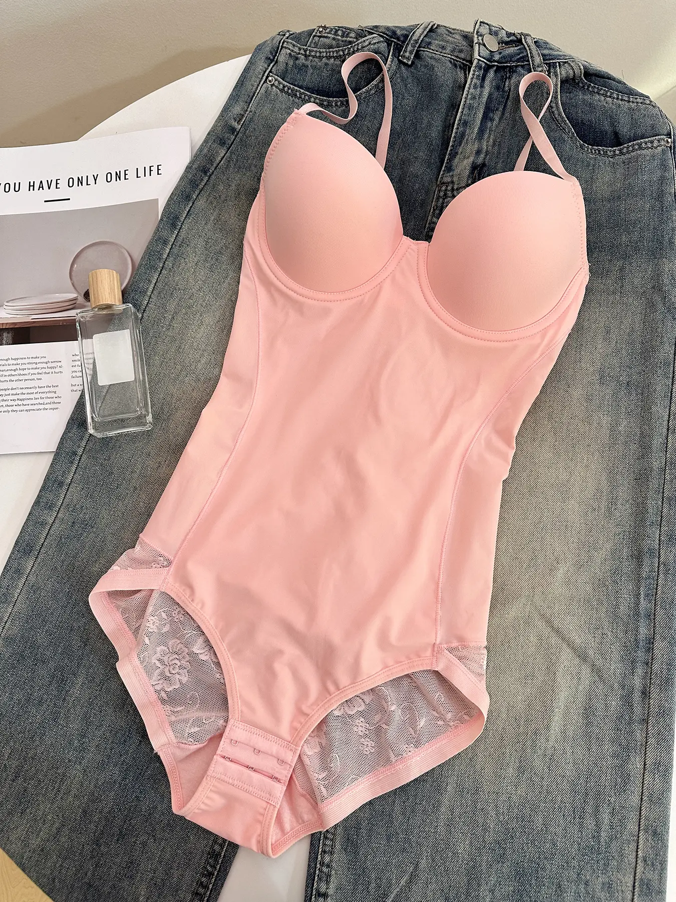 Deep V Neck Faja Shapewear Bodysuit with Bra Support, Women's Shaping Yoga, Adjustable Spaghetti Strap Tight Fitting Innerwear XS-Xxl