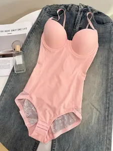 Deep V Neck Bodysuit with Bra Support, Women's Shaping Yoga, Adjustable Strap Spaghetti Strap Tight Fitting Innerwear XS-Xxl